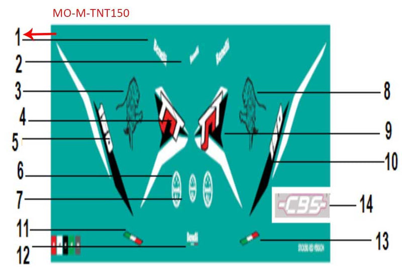 Calcomania Benelli I del covertor lateral del tanque (TNT150)