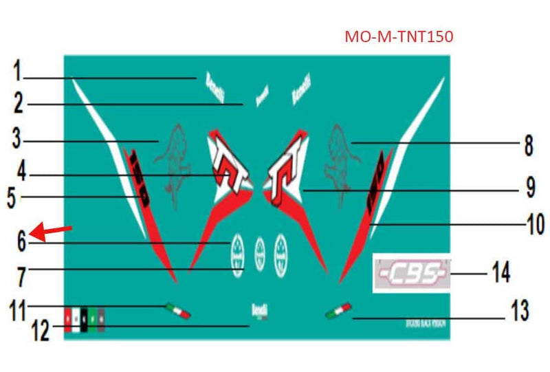 Calcomania Benelli 2 (TNT135 / TNT150)