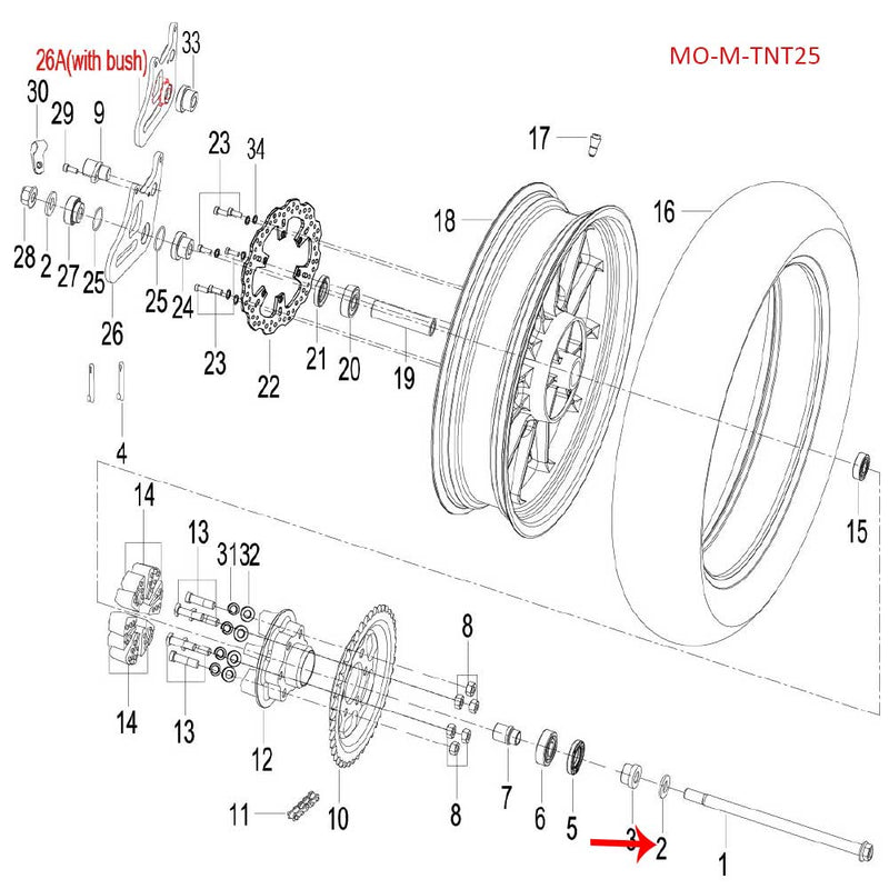 Arandela 16X32X2 (TNT135 / LEONCINO250 / TNT25 / TRK251)
