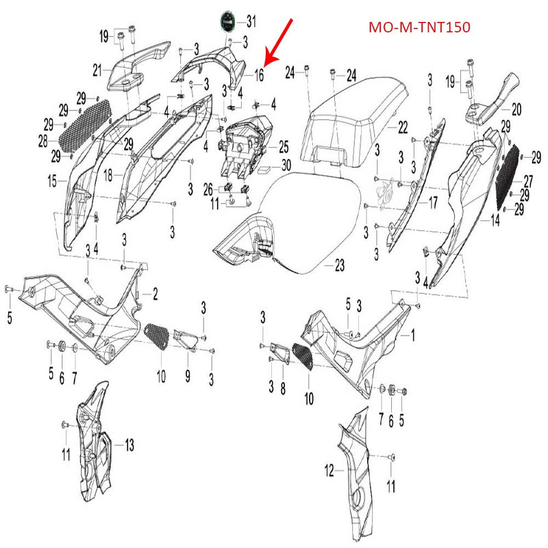 Panel de conexión de covertores traseros negro satinado (TNT150)