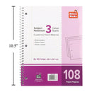Libreta de notas con resorte de 108 páginas y 3 sujetos