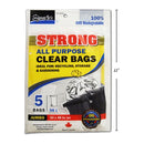 Bolsas de basura reciclaje transparentes 5-pc 30x48 " Resistentes para exteriores.