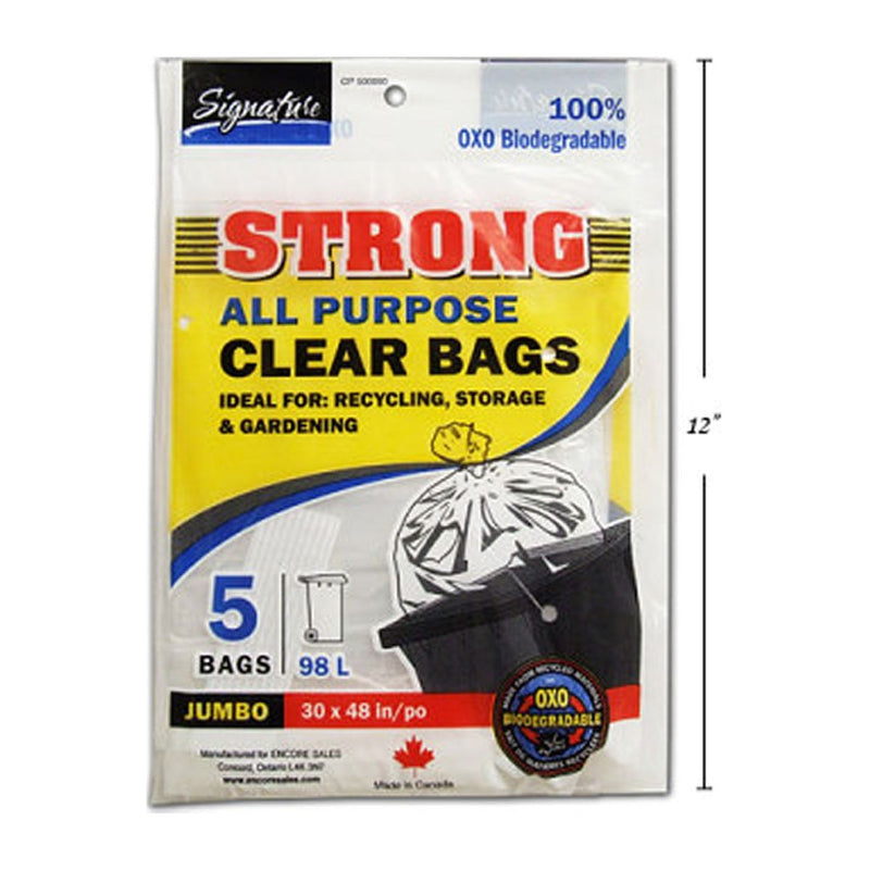 Bolsas de basura reciclaje transparentes 5-pc 30x48 " Resistentes para exteriores.
