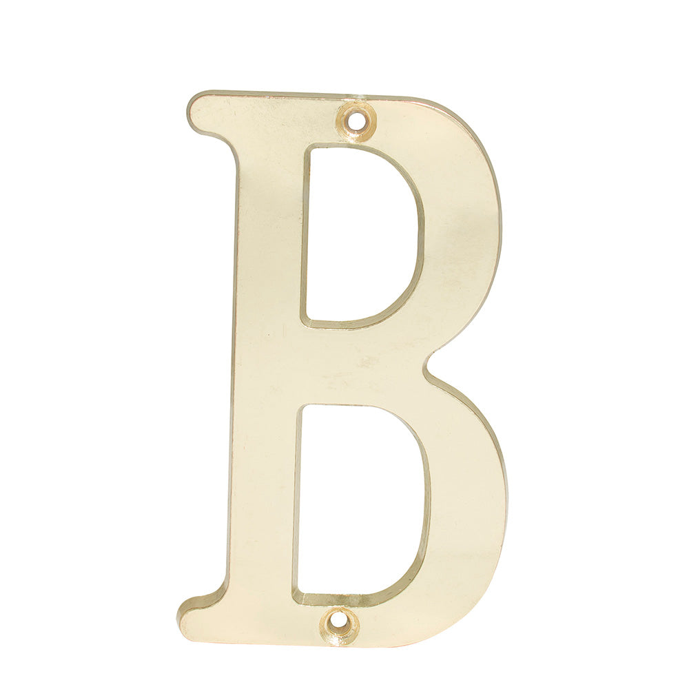 Letra B slim 4" latón brillante Lock