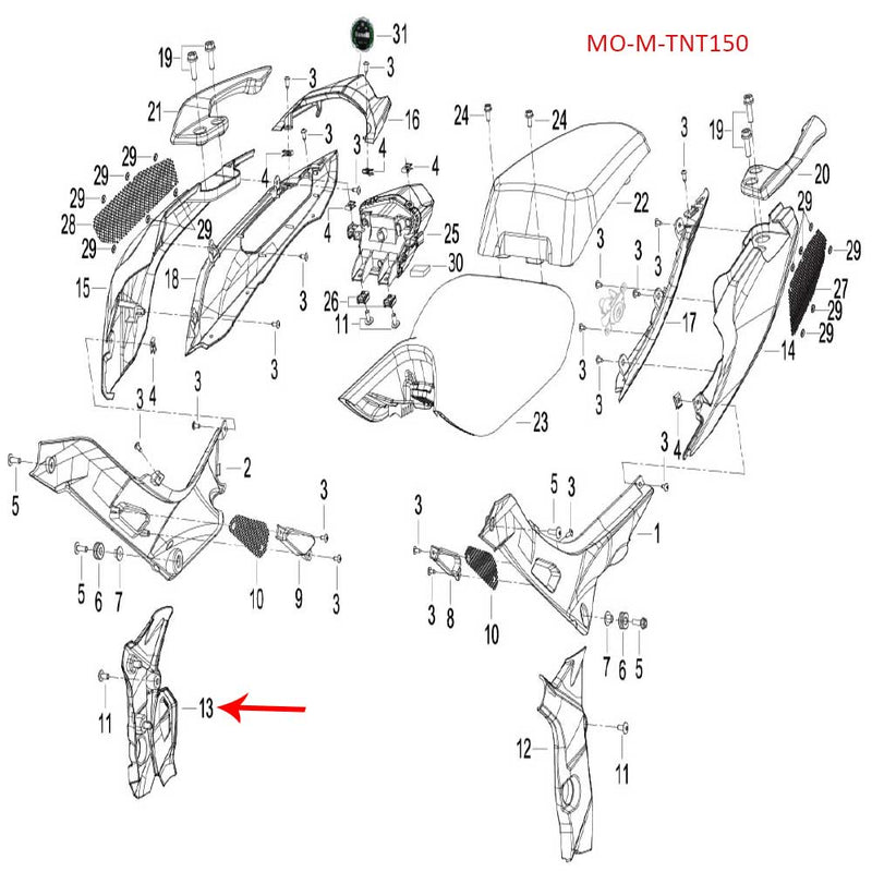 Covertor decorativo del pedal derecho (TNT150)