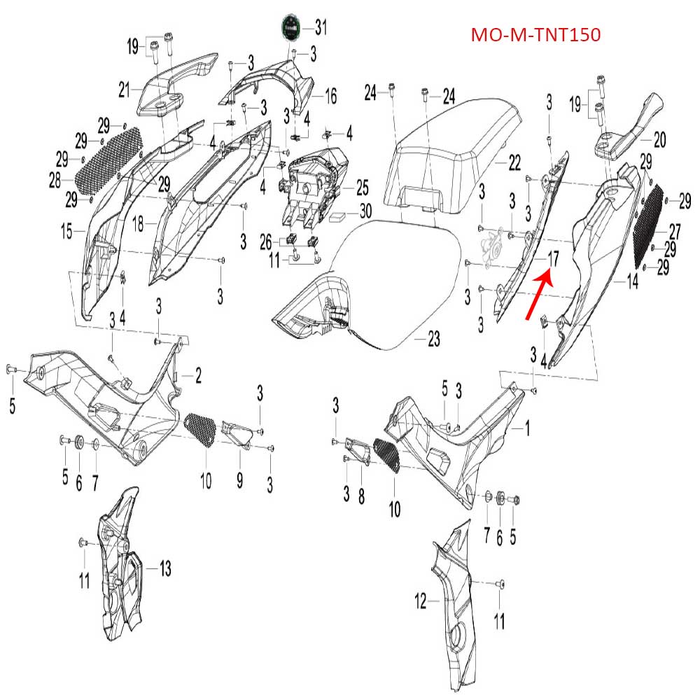Covertor inferior trasero izquierdo (TNT150)