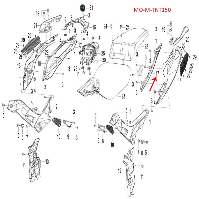 Covertor inferior trasero izquierdo (TNT150)