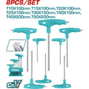 Juego de llaves Torx con mango T de 8 piezas. Cr-V, Tratamiento térmico y placa de cromo.