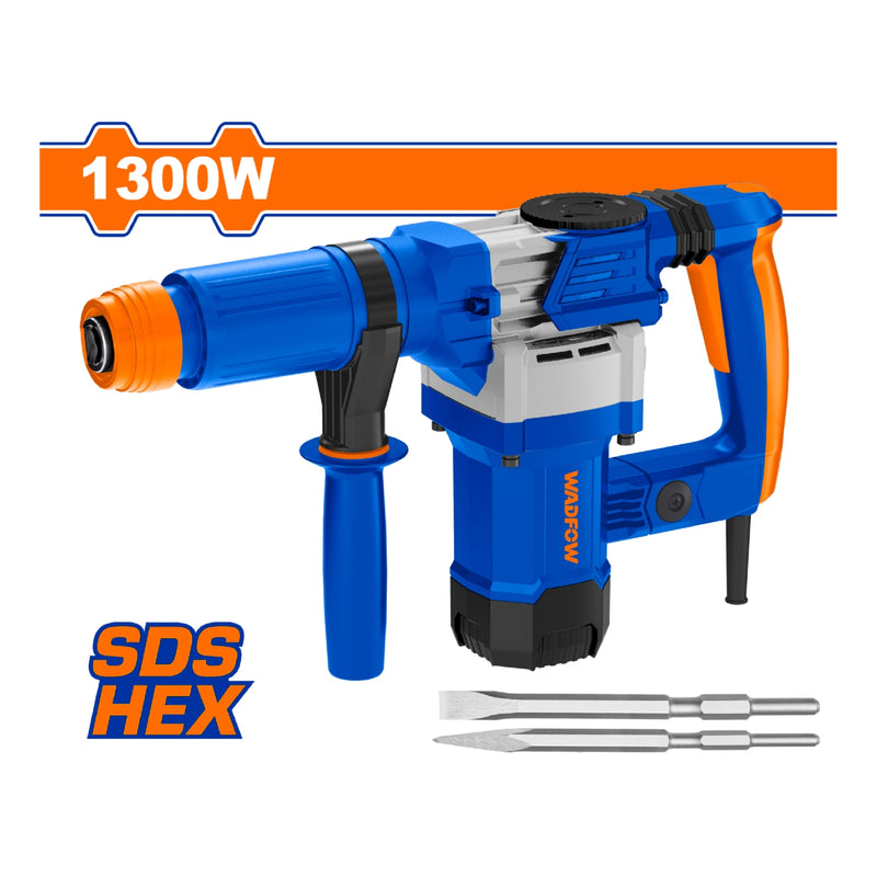 Demoledor SDS HEX 1300W, 110V-120V~60Hz, 3700bmp, 15J. Antivibratorio. Incluye 2 cinceles. R