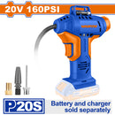 Compresor de Aire Automático 20V 160PSI 11Bar. Trae adaptadores. Batería y cargador por separado. Inalambrico