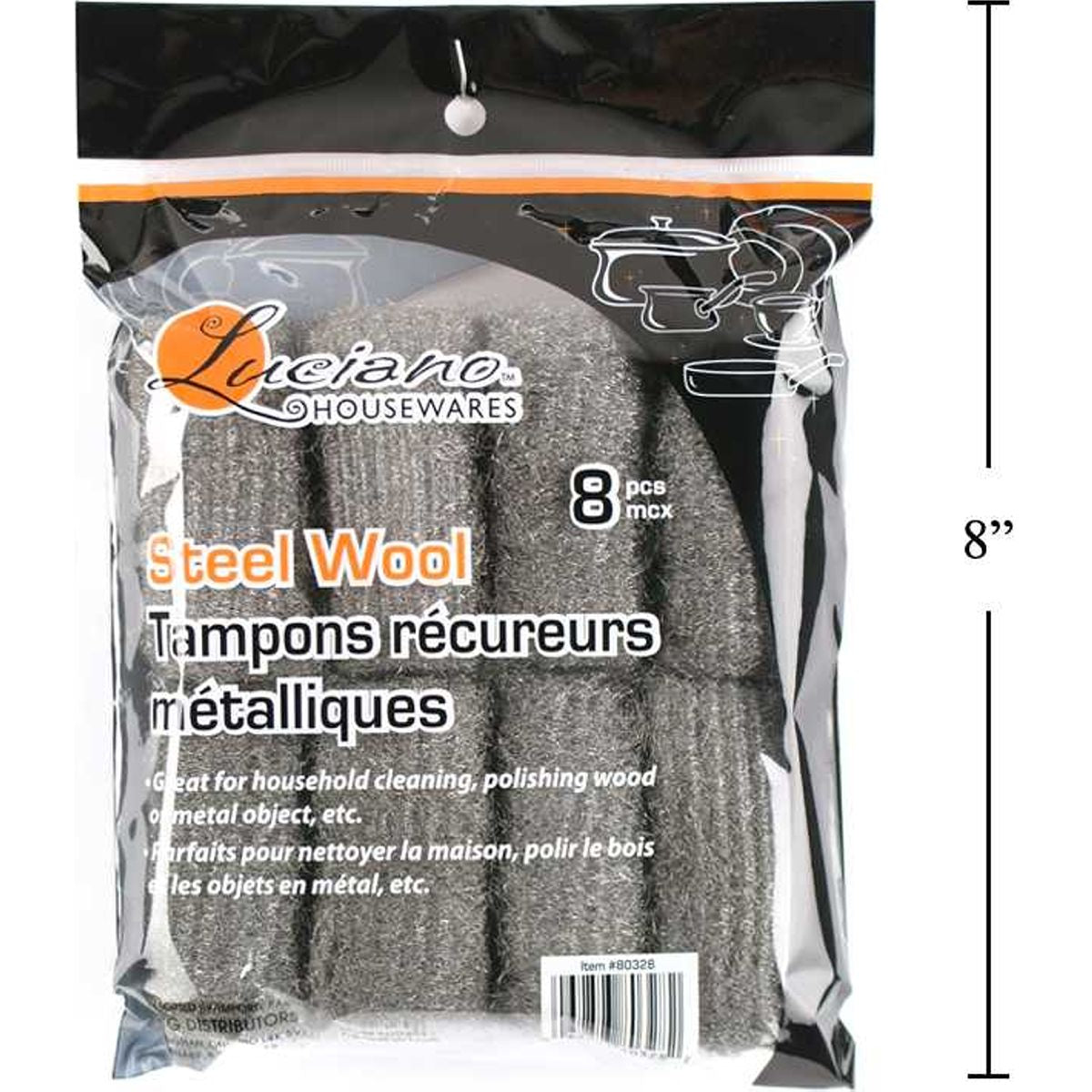 Luciano 8 piezas Lana de acero, bolso estampado