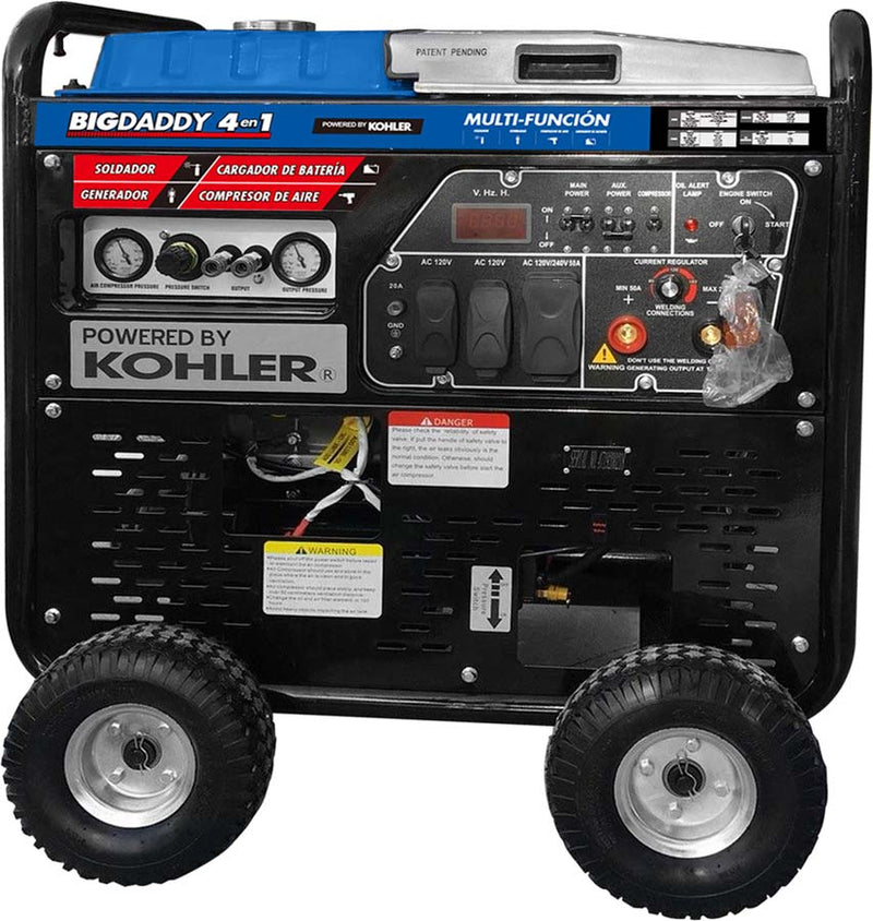 Motosoldador Generador Compresor de Aire Cargador de Bateria ( 4 en 1 ) a Gasolina BIG DADDY. Motor