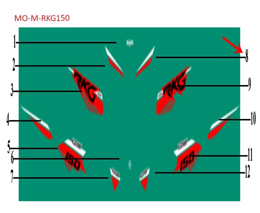 Calcomania izquierda del frontal negra (RKG150)