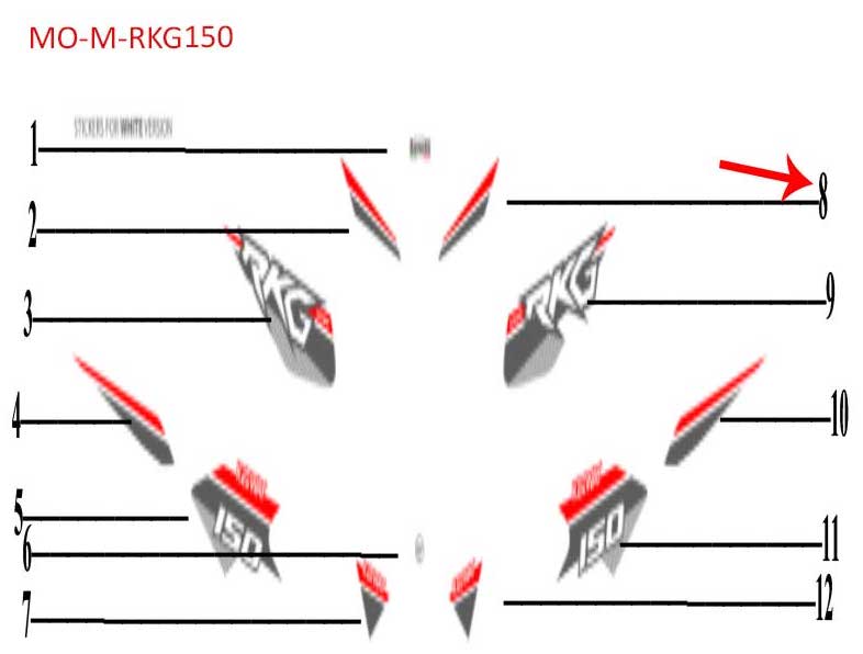 Calcomania izquierda del frontal blanca (RKG150)