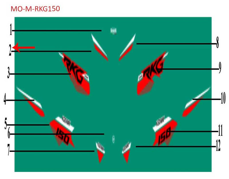 Calcomania derecha del frontal negra (RKG150)