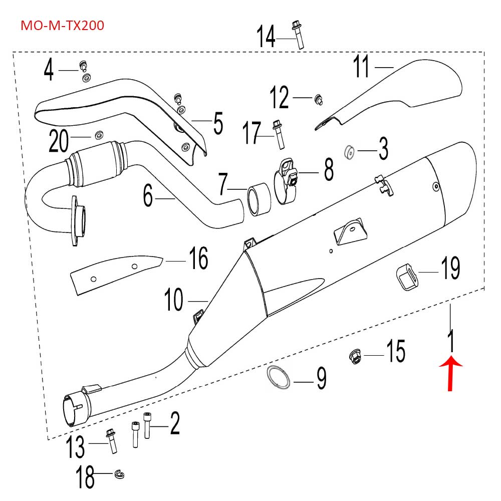 Kit de tubo de escape (TX200)