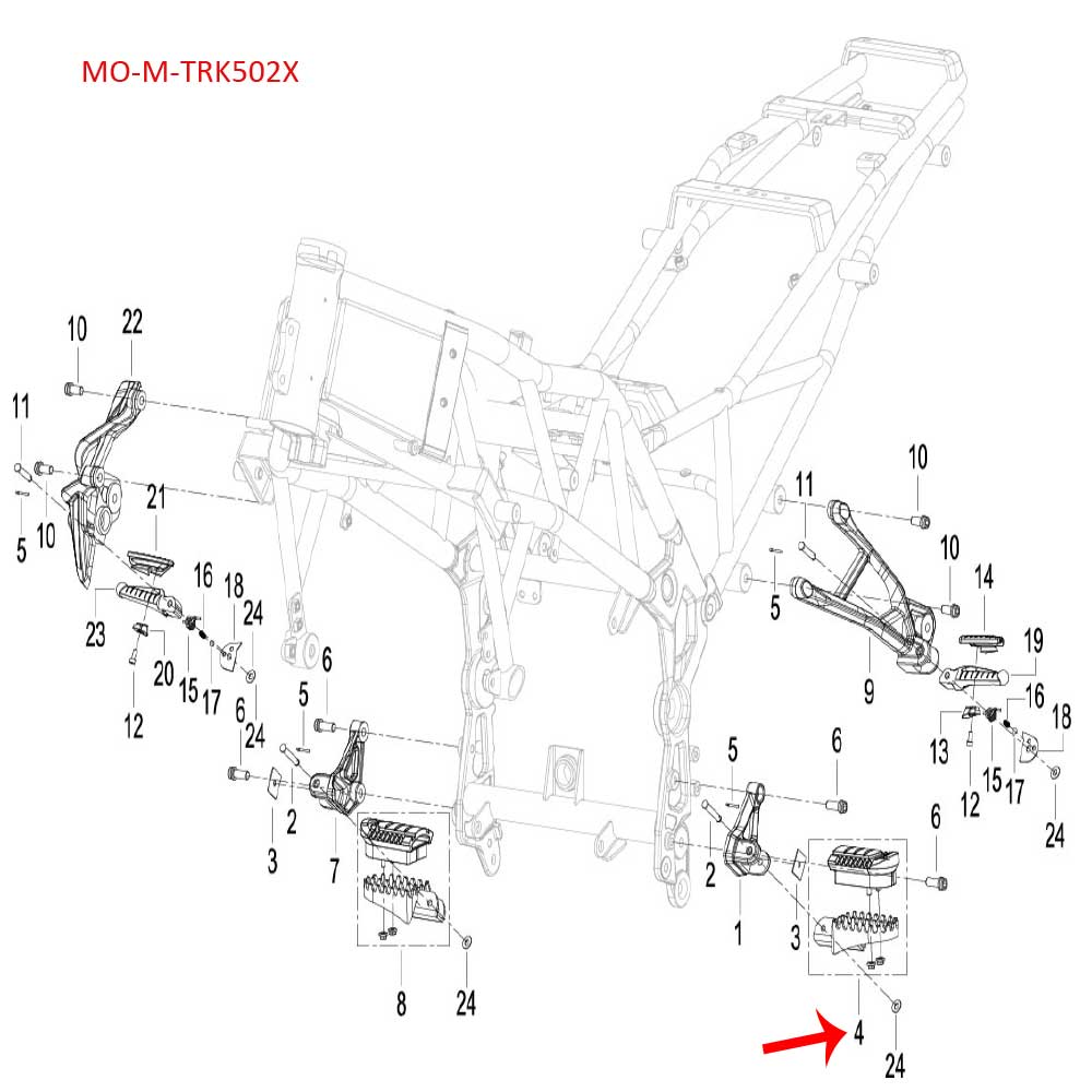 Posapie delantero izquierdo (TRK251 / TRK502X)