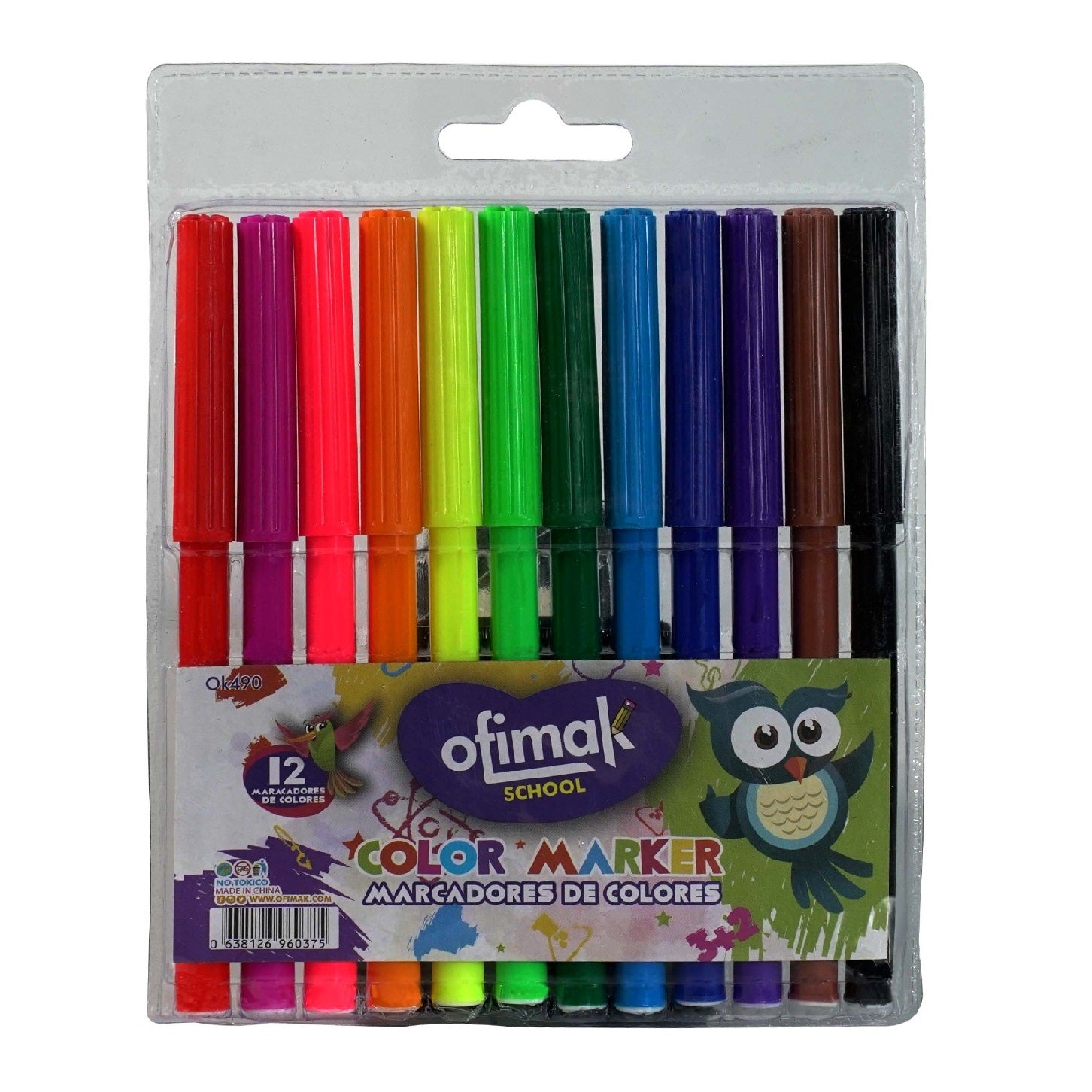 Caja de 12 marcadores de agua para colorear, marca Ofimak