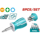 Destornillador Stubby 8 pzs. (Mango ergonómico. 25 mm. SL5,SL6,PH0,PH1,PH2,T10,T20)