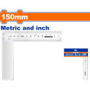 Escuadra en forma de L de Acero Inoxidable. 150mm(6"). Angulo 90º. Mide metros y pulgadas.