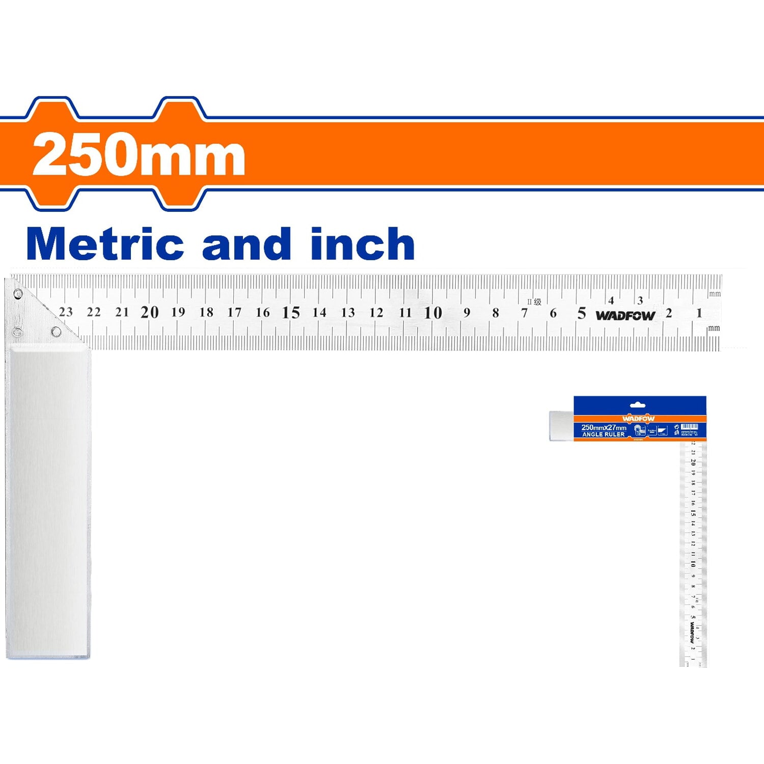Escuadra en forma de L de Acero Inoxidable 10" Angulo 90º  Mide metros y pulgadas.