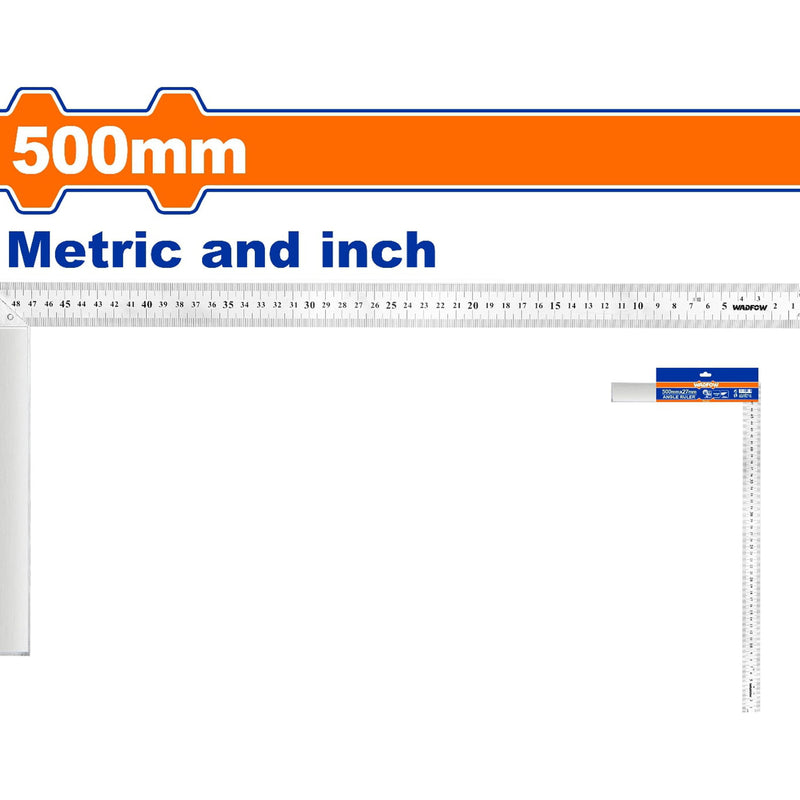 Escuadra en forma de L de Acero Inoxidable  20"  Angulo 90º  Mide metros y pulgadas