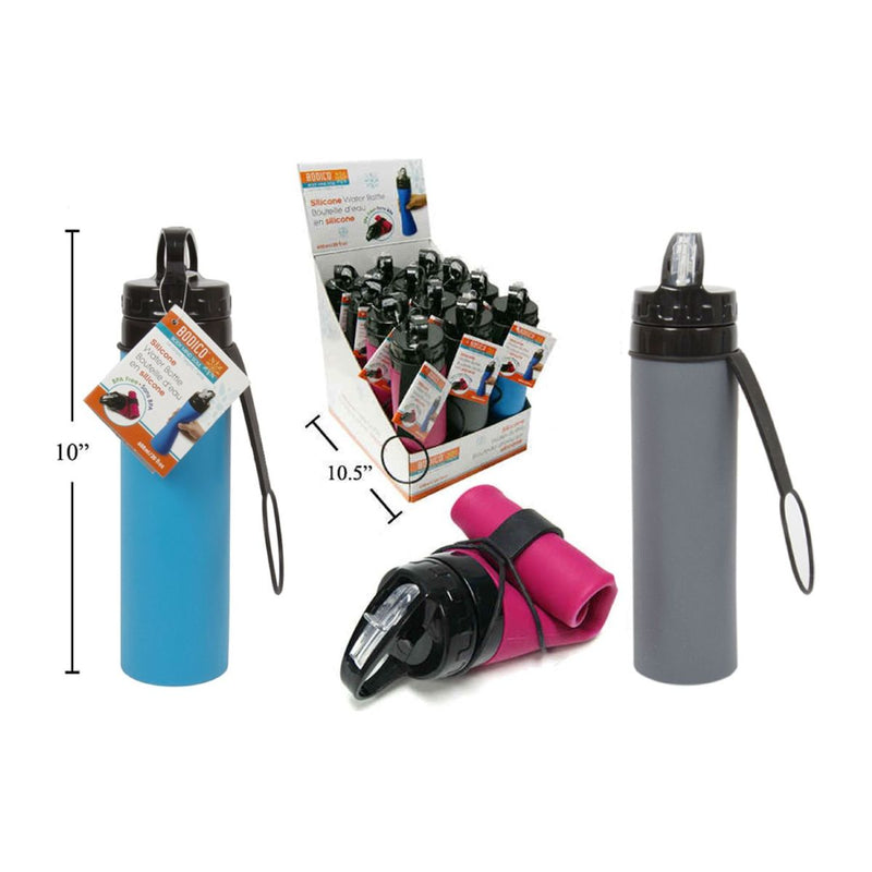 Botella agua de silicona de 560ml con pajita abatible (1 Pza) (Viene en colores variados al azar)