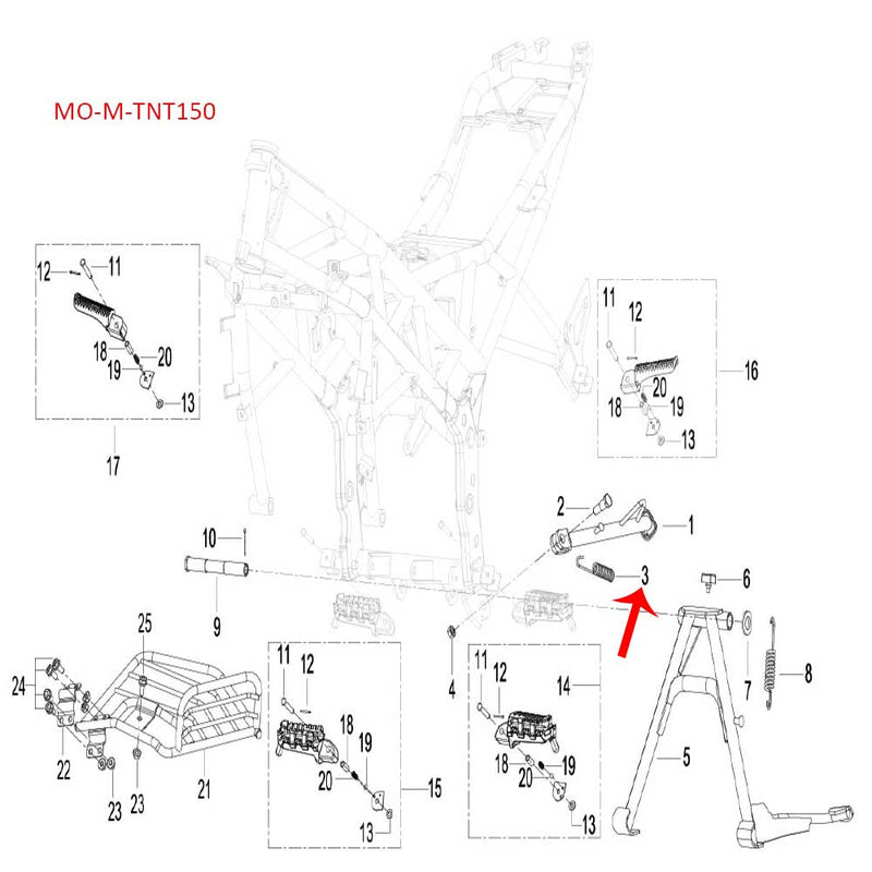Resorte de caballete lateral (TNT150 / TNT25)