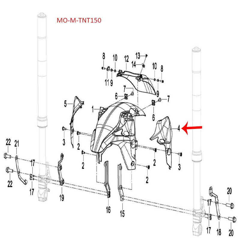 Covertor decorativo izquierdo de guardabarro delantero (TNT150)