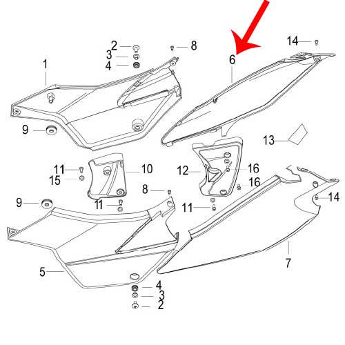 Covertor trasero lateral derecho blanco con calcomanias (TX200)