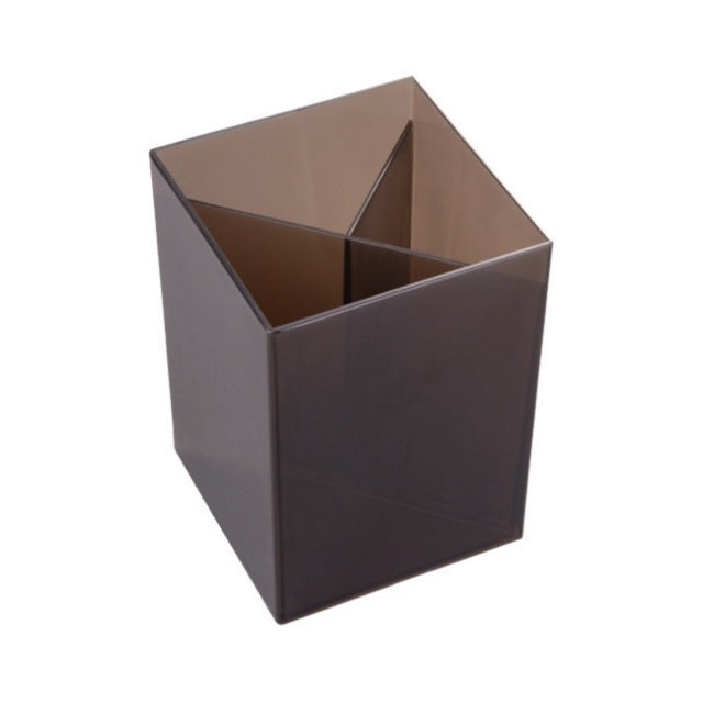 Porta lápiz o lapicero de plástico ahumado, cuadrado, color negro