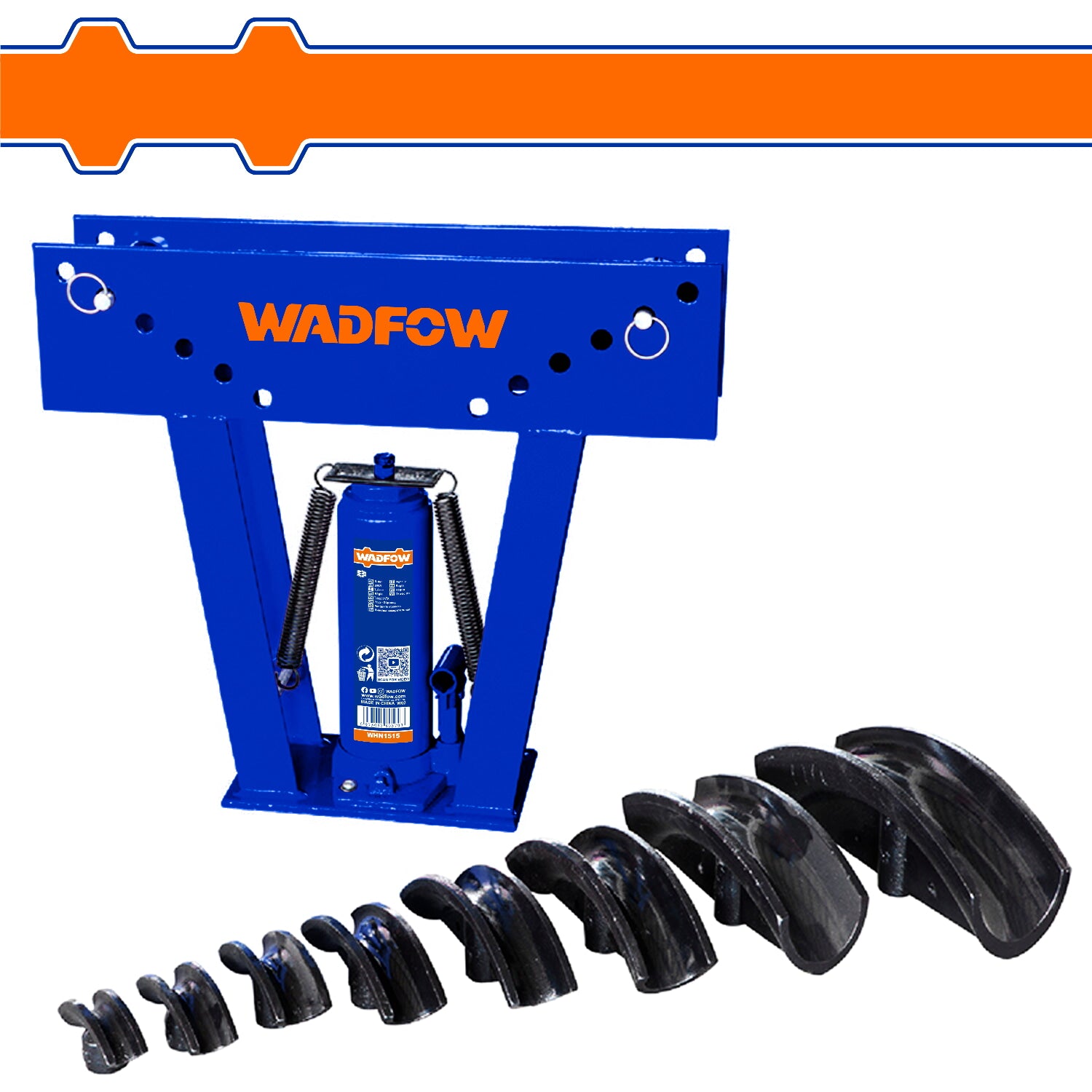 Dobladora para tubo hidráulica 15 Ton. 8 pares de moldes. Variados tamaños de moldes. Peso: 58Kg.