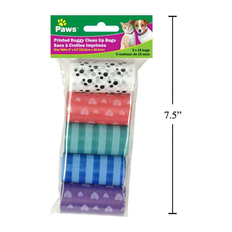 9 "x 12", paq. De 5 bolsas de desechos 15 bolsas por rollo