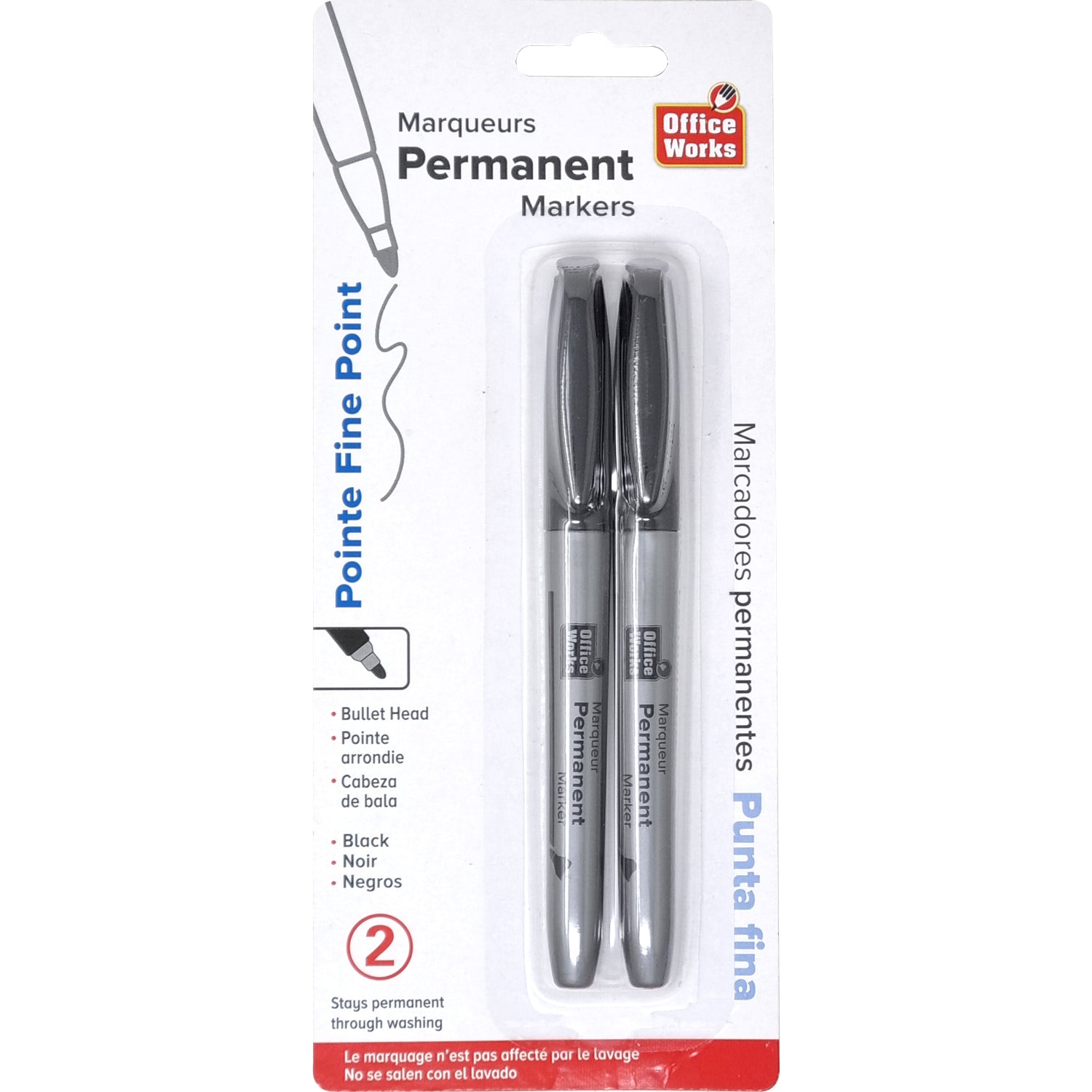 Marcadores permanentes de punta fina de 2 paquetes, color negro