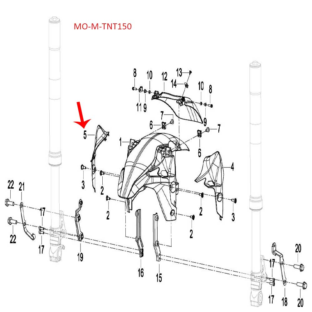 Covertor decorativo derecho de guardabarro delantero (TNT150)