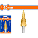 Broca escalonada 4-20mm. Vástago redondo. Pasos: 2mm. Diámetro 8mm.