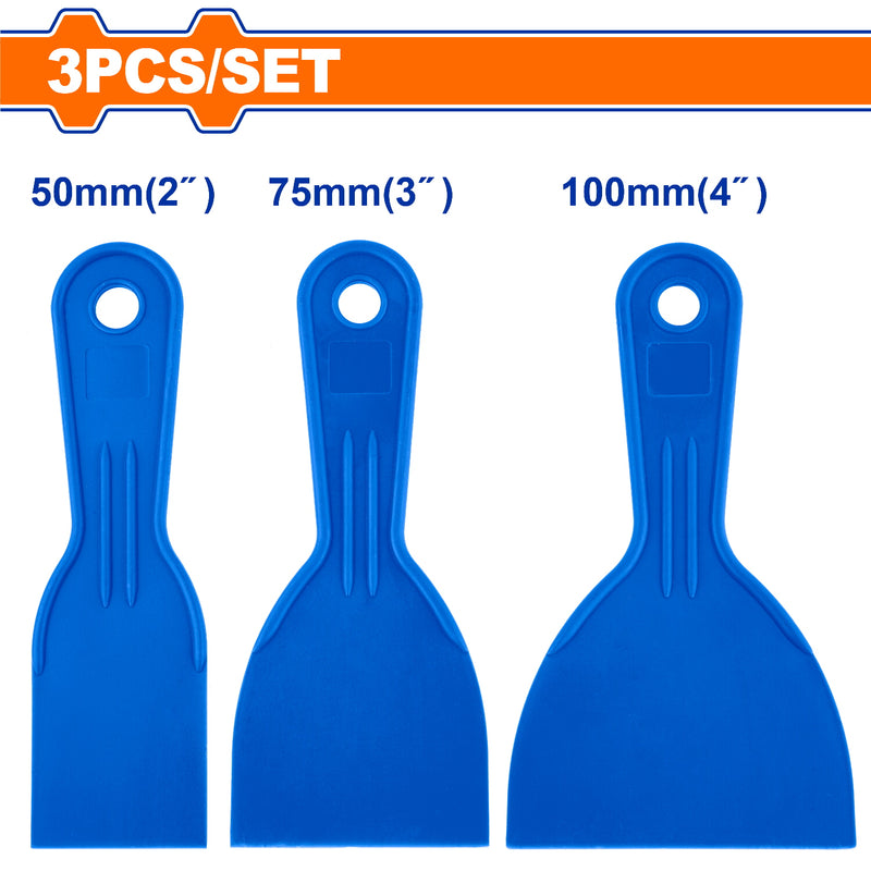 Espátulas de plástico de 50mm(2"), 75mm(3"), 100mm(4'') Resistente a disolventes. 3 piezas.