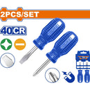 Destornilladores punta Plana 6.5 x 38mm y estrella 2 x 38mm. Mango redondo.40CR. Magnético.(Set)