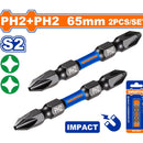 Puntas de destornillador de impacto PH2+PH2 65mm. S2. Set 2 pzas. Punta magnética. Tipo Phillips.