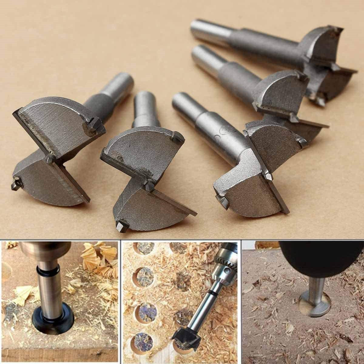 Juego de 5 brocas Forstner profesionales para madera. Tamaños 15, 20, 25 30, 35 mm