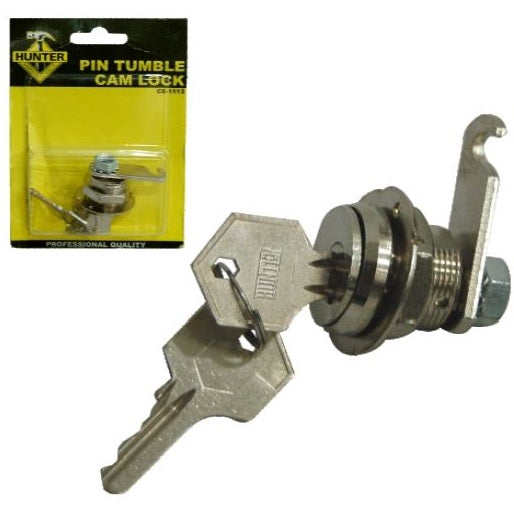 Cerradura para muebles o gaveteros 20mm de diametro cromada de bronce y zinc. Incluye 2 llaves