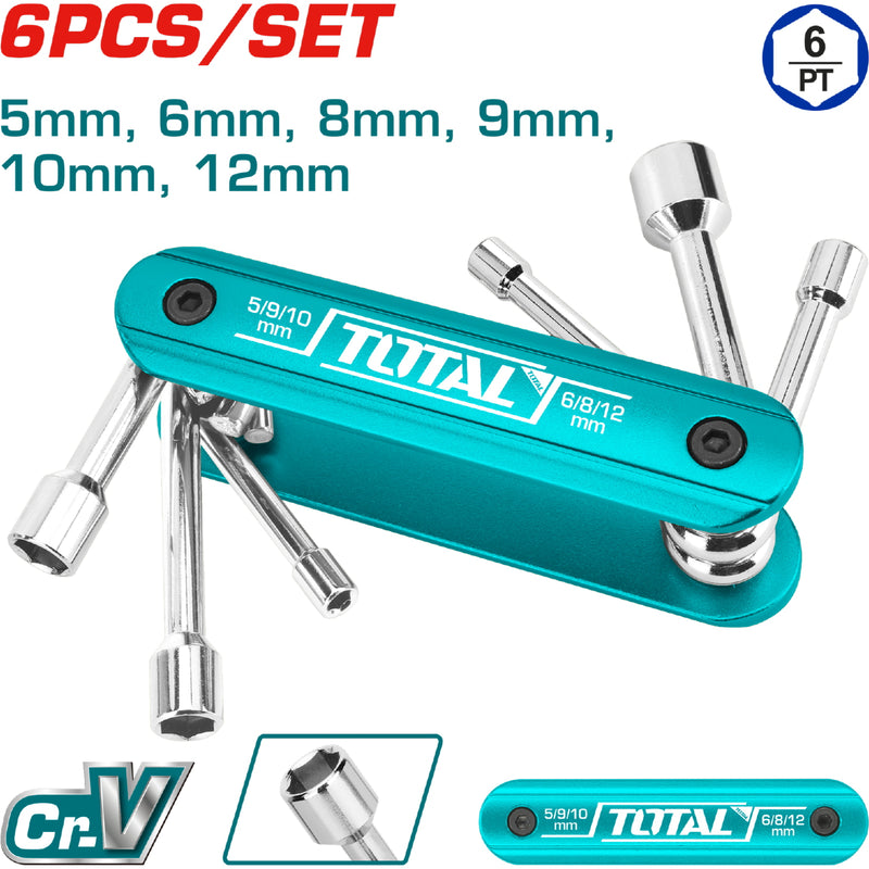 Llaves de tuercas tipo navaja  6 en 1 5mm, 6mm, 8mm, 9mm, 10mm, 12mm