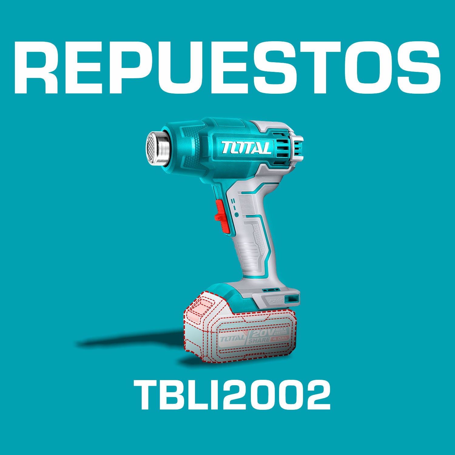Repuestos Pistola de calor Inalámbrica. 20V. 300/550°C. Codigo TBLI2002