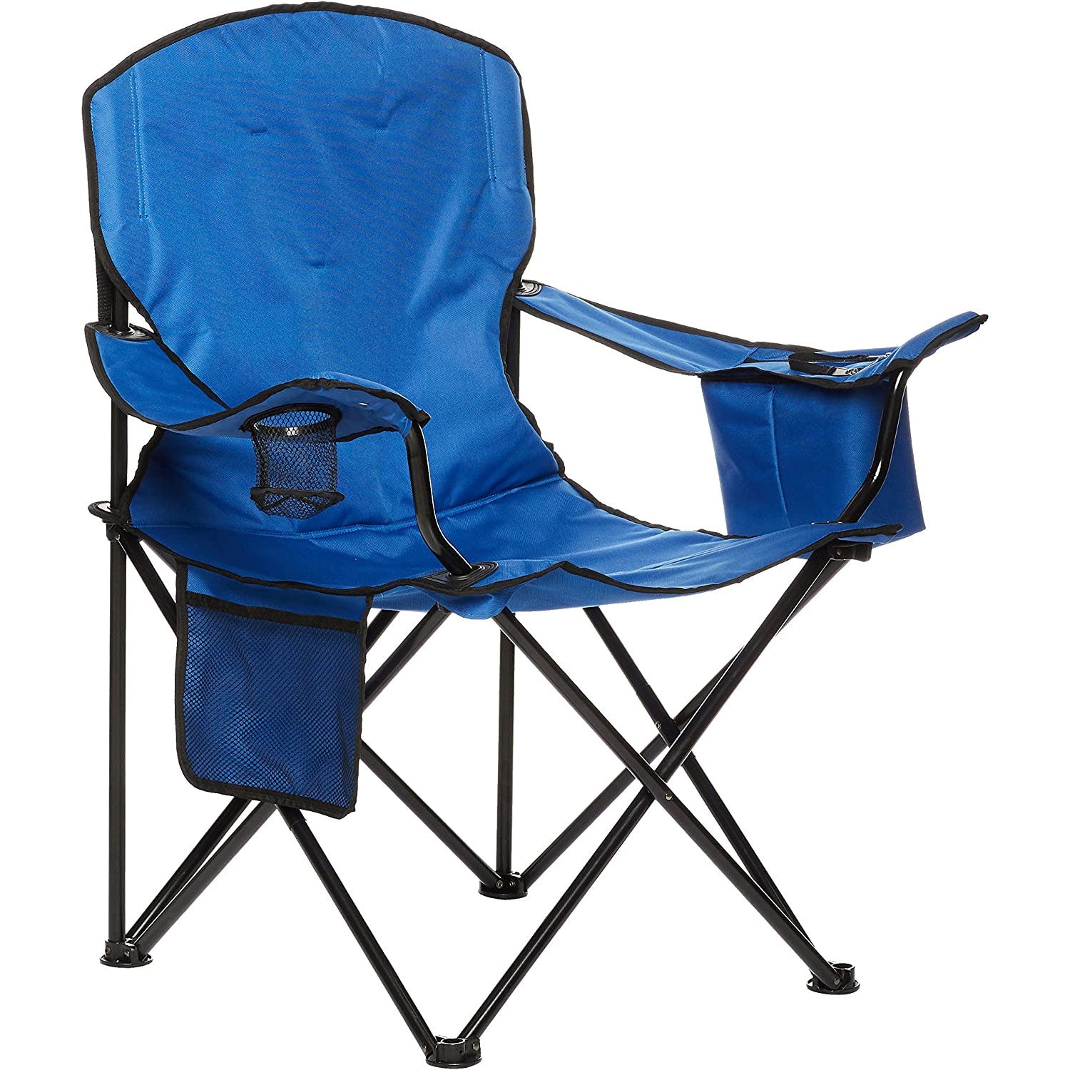 Silla plegable color azul de 45cm x 50cm x 80cm con cooler y portavasos