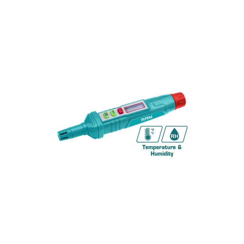 Medidor de humedad y termómetro digital con pantalla LCD.