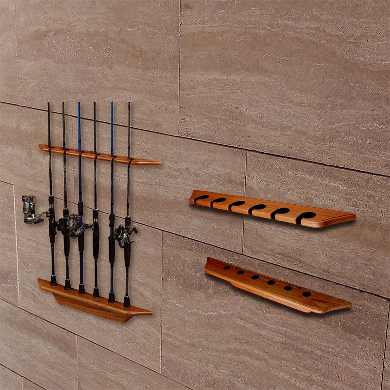 Rack madera de pared para cañas de pescar