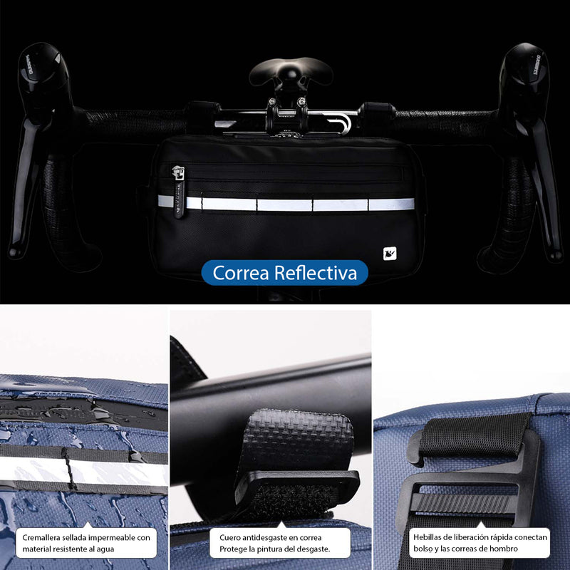 Bolso para manubrio de  Bicicleta / motocicleta 3L negro. Rhinowalk