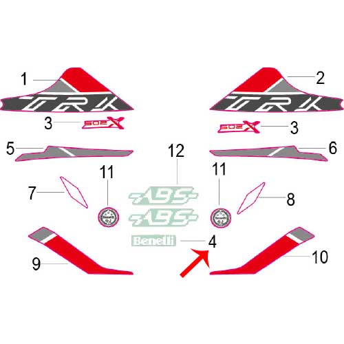 Calcomania Benelli Blanco (TRK502X)