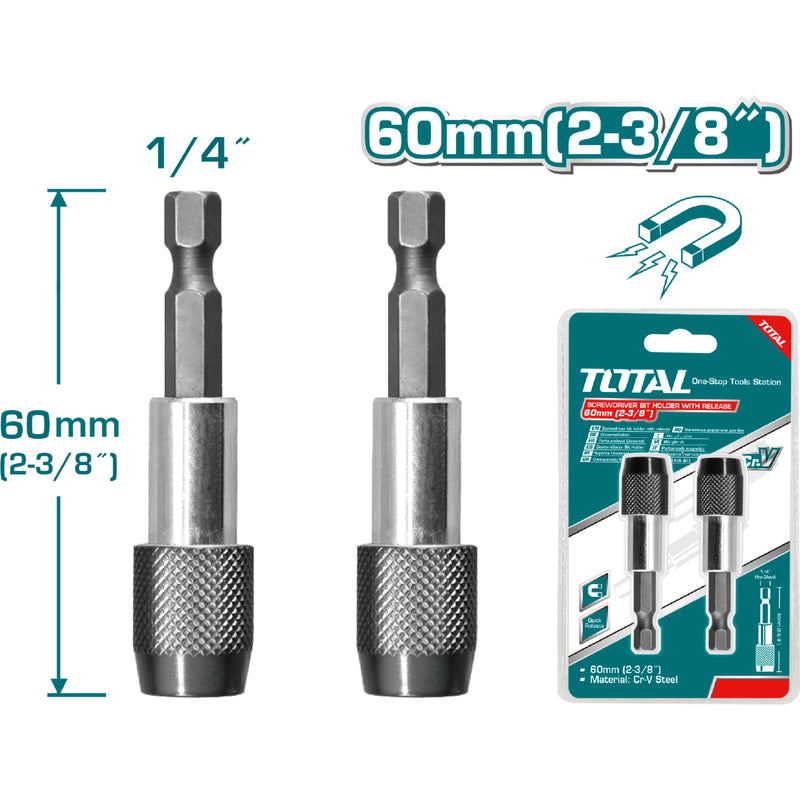 Set de Porta puntas Magnético De Destornillador (1/4”, 60 Mm)
