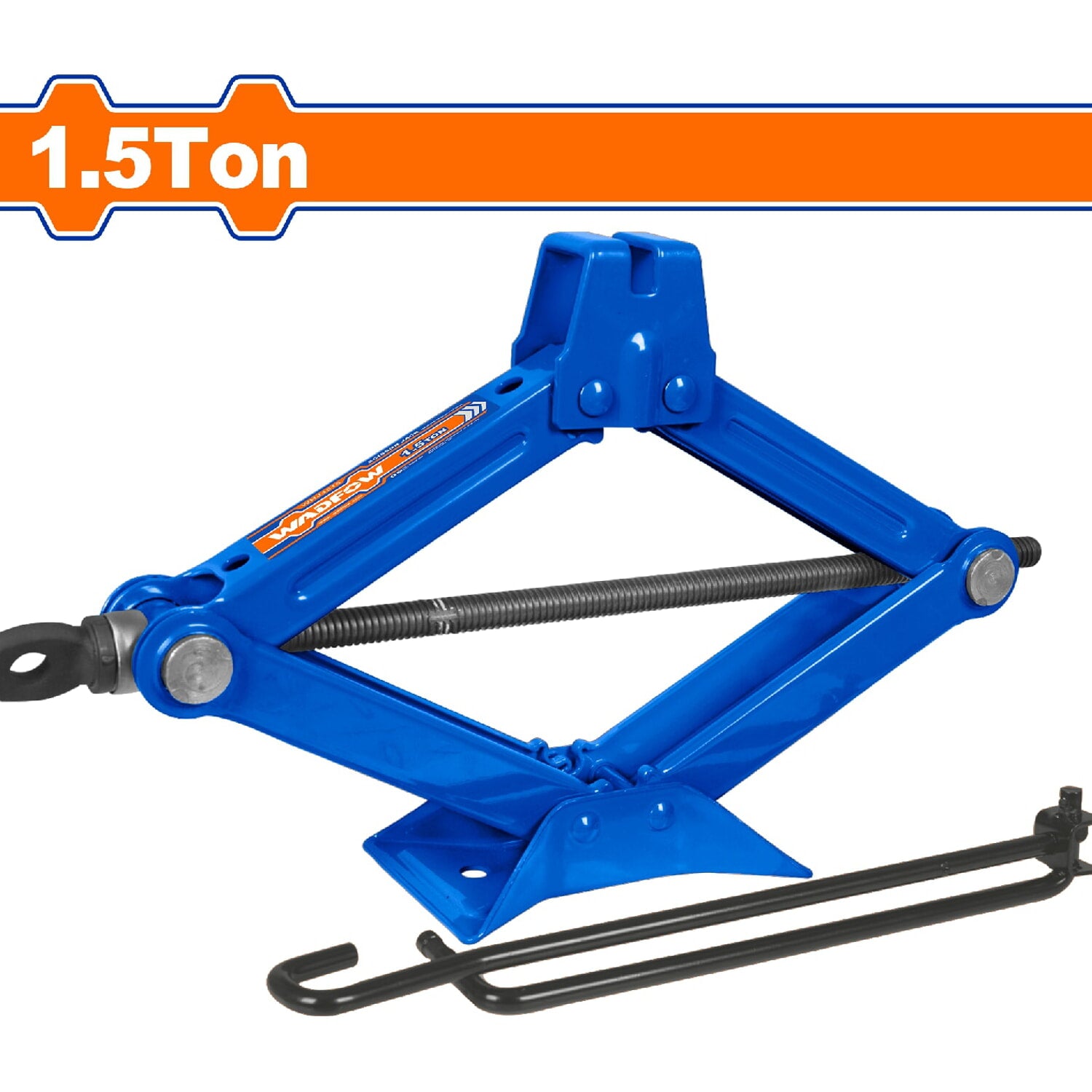 Gato de Tijera de 1.5 Ton. Alt. Min. 100mm. Alt. Max: 370mm. Long. Total: 415mm.